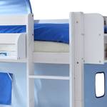 Lit superposé Marcel II Pin massif Bleu Avec tunnel, 2 matelas et sommiers à roulettes