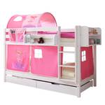 Etagenbett Marcel II Kiefer massiv - Pink/Rosa - Mit Tunnel & 2 Rollrosten