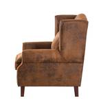 Oorfauteuil Naru antiek leren look in bruin - Stof Bena Bruin