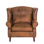 Oorfauteuil Naru antiek leren look - bruin - Stof Bena Bruin