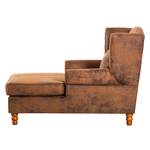 Fauteuil à oreilles York XXL Imitation cuir vieilli - Marron