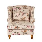 Fauteuil à oreilles Sofia XXL Tissu crème - Motif floral