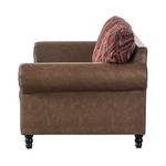 Sofa Sombrero (3-Sitzer) Lederlook Braun/Webstoff Rot