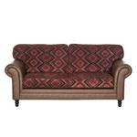 Sofa Sombrero (3-Sitzer) Lederlook Braun/Webstoff Rot