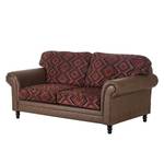 Sofa Sombrero (3-Sitzer) Lederlook Braun/Webstoff Rot