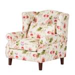 Oorfauteuil Sofia beige/roze geweven stof - bloemenmotief