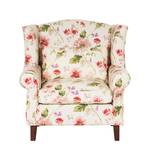 Oorfauteuil Sofia beige/roze geweven stof - bloemenmotief