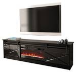 TV-Lowboard Granero 200 mit Kamin Hochglanz Schwarz