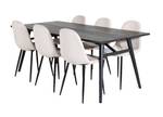 Essgruppe Sleek (7-teilig) Schwarz - Massivholz - 95 x 75 x 195 cm