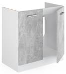 Meuble bas sous-évier R-Line 30241 Imitation béton - Blanc - 80 x 82 x 46 cm