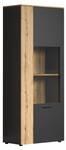 Vitrinenschrank Esteban Grau - Holz teilmassiv - 80 x 195 x 42 cm