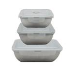 Set de 3 Lunch box Gris - Métal - 13 x 7 x 20 cm