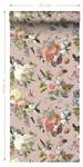 papier peint fleurs vintage 7378 Rose foncé - Fibres naturelles - Textile - 53 x 1005 x 1005 cm