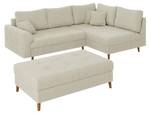 Ecksofa und Hocker Neo, Cord-Stoff Beige