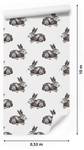 Papier Peint Pour Enfants LAPINS Animaux Noir - Blanc - Papier - Textile - 53 x 1000 x 1000 cm