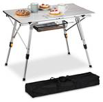 Höhenverstellbarer Klapptisch Aluminium Schwarz - Orange - Silber - Metall - 90 x 66 x 51 cm