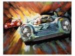 Metallbild Racing Duel Blau - Rot - Metall - 100 x 75 x 6 cm