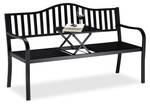 Gartenbank mit ausklappbarem Tisch Schwarz - Metall - 150 x 90 x 58 cm