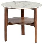 Table d'angle en bois de noyer Marron - Blanc - Porcelaine - Bois massif - Pierre - Bois/Imitation - 60 x 50 x 60 cm