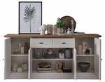 Sideboard Monza Braun - Weiß - Massivholz - 202 x 91 x 44 cm