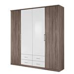 Schuifdeurkast Arona Havanna eikenhouten look/hoogglans wit Delft I kastbreedte: 226cm -5-deurs