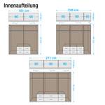 Schuifdeurkast Arona Sonoma eikenhouten look/hoogglans wit - kastbreedte: 181cm - 4-deurs