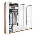 Armoire à portes pliantes Ellwangen Imitation chêne de San Remo / Blanc brillant - 136 x 212 cm - 3 portes