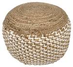 Pouf Hocker Jute rund Braun - Weiß - Naturfaser - 45 x 35 x 45 cm