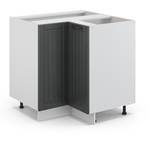 Armoire basse d'angle Fame-Line Anthracite - Blanc