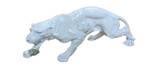 Skulptur Panther Weiß Marmoroptik Weiß - Kunststoff - Stein - 48 x 18 x 15 cm
