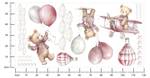 Wandsticker Teddybären Ballons Wolken Beige - Grau - Hellrosa - Weiß - 120 x 60 x 60 cm