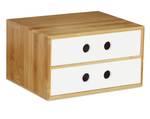 Organiseur de bureau 2 tiroirs Marron - Blanc - Bambou - Bois manufacturé - 25 x 14 x 20 cm