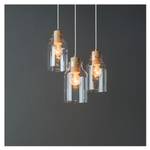 Alessandro Wood Suspension Verre transparent / Chêne massif - 3 ampoules