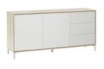 Buffet 2 portes et 3 tiroirs - Brooklyn Blanc - Bois manufacturé - Matière plastique - 41 x 74 x 154 cm