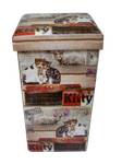 Pouf Aufbewahrungsbox - KATZEN II Kunstleder - 32 x 60 x 32 cm