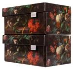 Speicherbox Flowers 2er Set Braun - Holzwerkstoff - Naturfaser - 24 x 17 x 33 cm