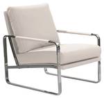 Fauteuil en similicuir et pieds en acier Blanc - Cuir synthétique - Textile - 67 x 89 x 100 cm