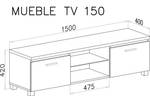Möbel TV150 Mattweiß Weiß lackiert Weiß