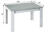 Table à rallonge Midland Ciment et blanc Gris - Hauteur : 78 cm