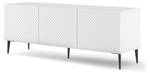 Meuble TV RavennaC 150x42x56 Noir - Blanc brillant - Blanc