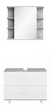 Salle de bains Ilias béton (2 éléments) Imitation béton - Blanc