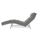 Chaise de relaxation Benita Cuir véritable - Cuir véritable Nuri : Gris clair