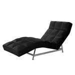 Chaise de relaxation Benita Cuir véritable - Cuir véritable Nuri : Noir