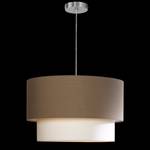 Hanglamp Doppio II textielmix/metaal - 2 lichtbronnen - Cappuccinokleurig/chroomkleurig