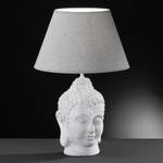 Tafellamp Buddha-Head textielmix/keramiek - 1 lichtbron - Grijs