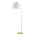 Lampadaire Lund Tissu / Fer - 1 ampoule - Laiton / Blanc