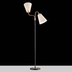 Staande lamp Hopper I geweven stof/ijzer - Beige/zwart - Aantal lichtbronnen: 2