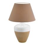 Lampe Derby Tissu / Céramique - 1 ampoule - Marron clair / Blanc