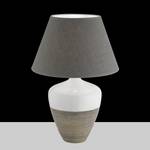 Tafellamp Derby geweven stof/keramiek - 1 lichtbron - Bruin/wit