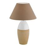 Tafellamp Bedford geweven stof/keramiek - 1 lichtbron - Lichtbruin/wit